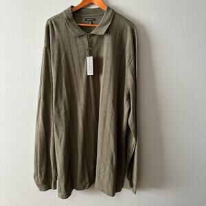 NEW Mens Size 3x Tall Van Heusen Green Long Sleeve Polo Shirt